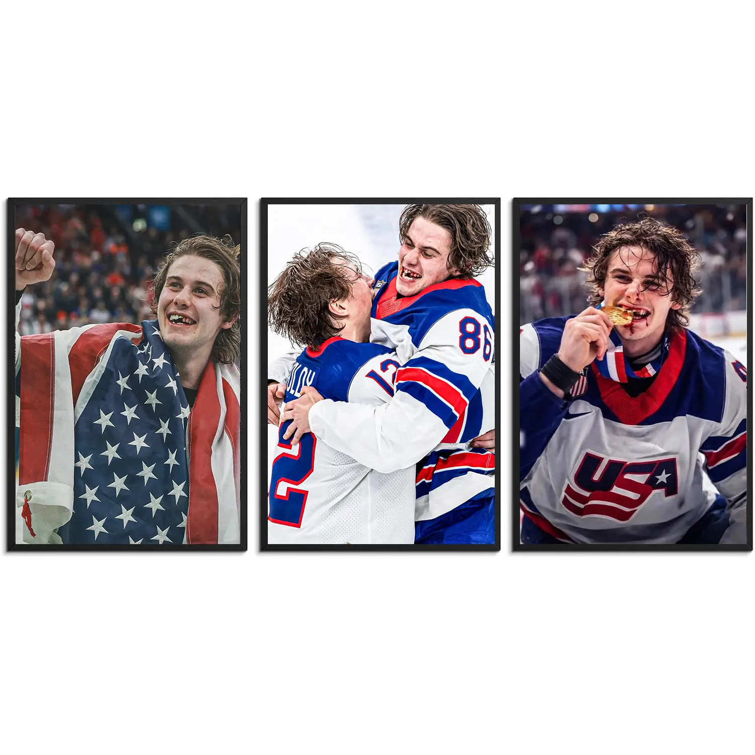 USA Men's Hockey Team 2026 Gold Medal Game Jack Hughes Graphic Print Poster, Home Decor Items, Bedroom Decoration Gift for Jack Hughes Fans, Decoration Items, Graphic Prints