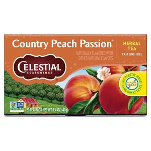 Celestial Seasonings Country Peach Passion Herbal Tea, 20 Tea Bags Box