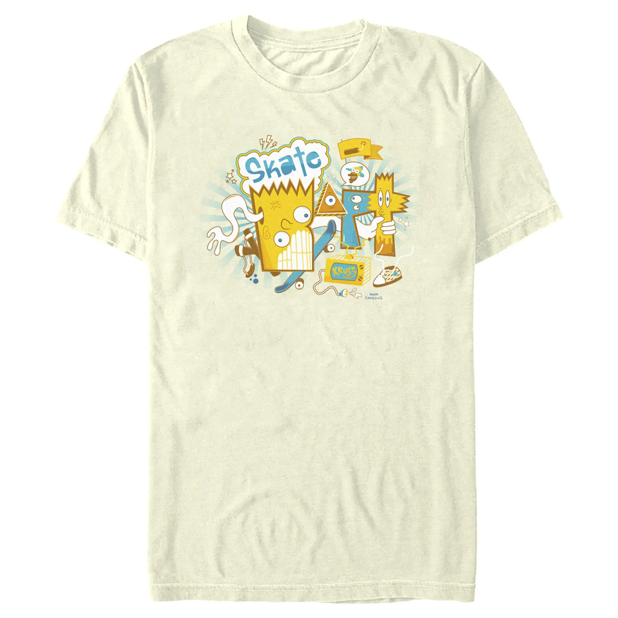 Men's The Simpsons Bart Skateboard Doodle Art T-Shirt