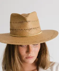 Herringbone Chain Band Hat - Natural Color, Classic Design, Comfortable Fit, Ideal for Outdoor Activities