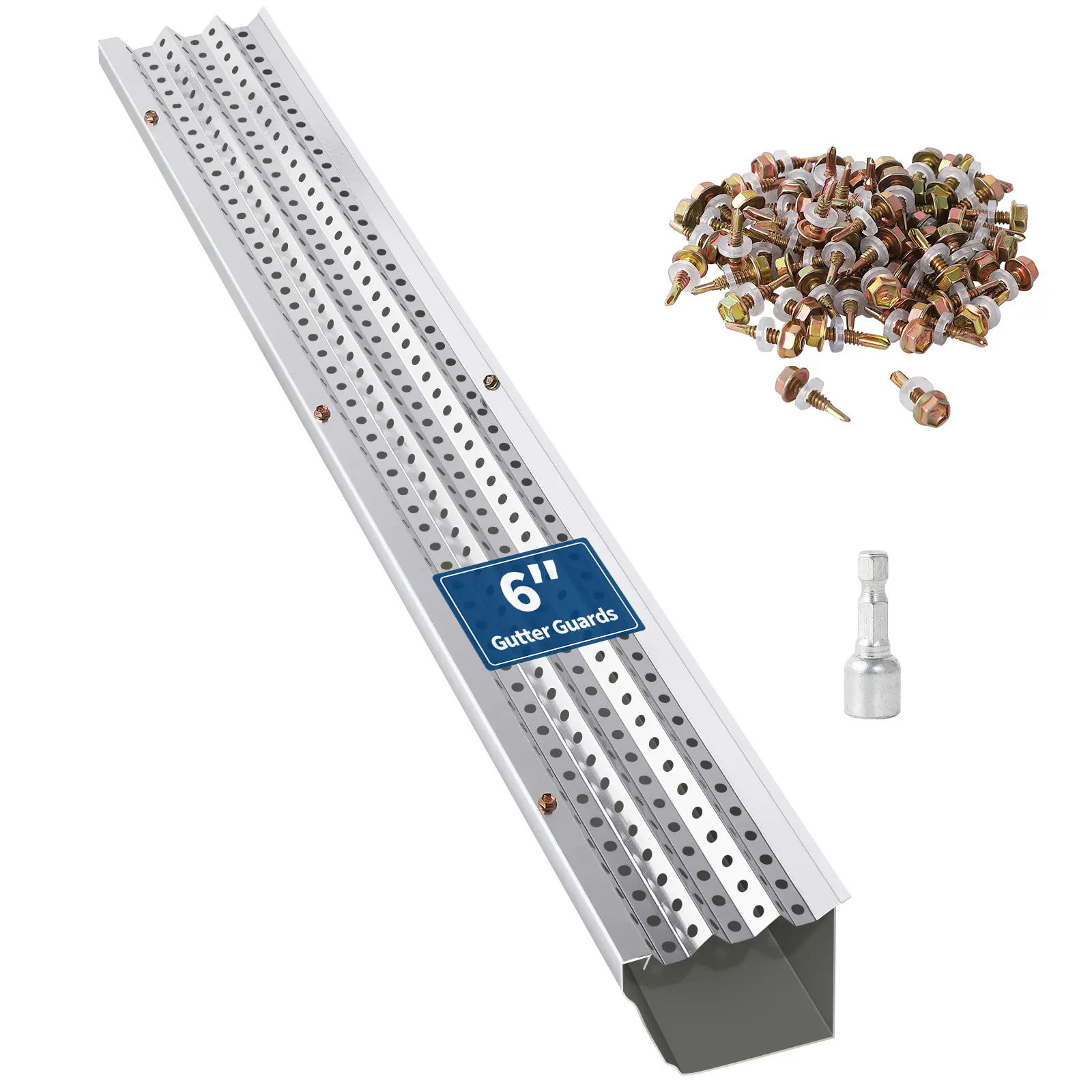 5-Inch Wide Aluminum Gutter Guard Mesh - 200FT Length, 0.02 inches Thickness, 0.275'' Holes, Industrial-Grade Durability, Rust-Resistant, Best Filtration, Universal Fit for Roofs & Gutters, Easy Tool-Free Installation with Screws & Tools