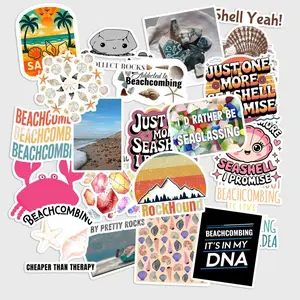 Sticker Pack 20 pcs Beachcombing Stickers, Seashell Coastal Hobby Vinyl Decals