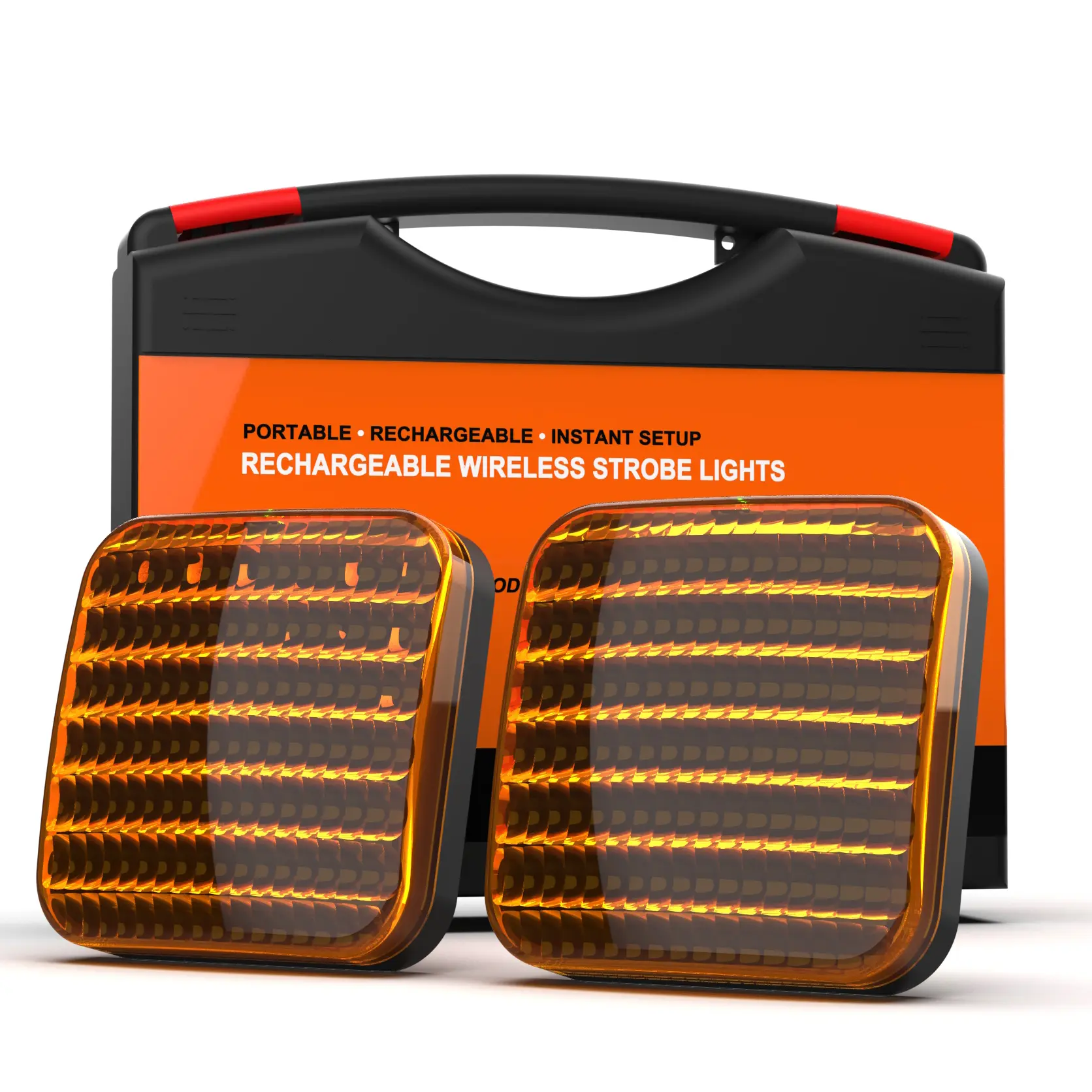 Magnetic Wireless LED Strobe Lights For Trucks Trailers Work Vehicles | Amber Emergency Strobe Lights, Portable Wireless Strobe Light, Rechargeable Hazard Light, USB-C Fast Charge, IP65 Waterproof