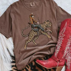 Western Cowboy Comfort Colors Unisex Graphic T-shirt Rodeo Leopard Shirt Vintage Cowboy Aesthetic Country Concert Western 4