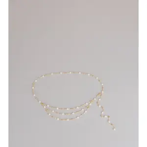 Delicate Glow Pearl Chain Belt