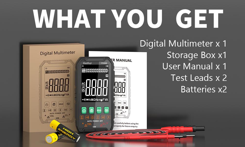 Mastfuyi FY106 Lightweight Smart True RMS Digital Multimeter - 3999 Counts voltmeter, Auto-Ranging, CAT III 600V, Professional Voltage Tester with Test Leads, Tools and Gadgets, Work Accessories, Mechanic Tools for Live Wires detail 20
