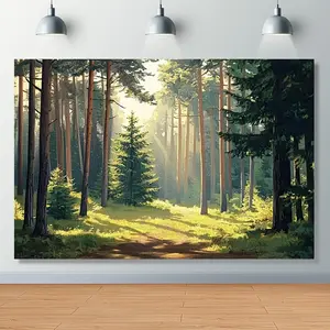 1pc 2D Flat Printing Forest Glam Pine Woods Scenery Photo Backdrop Cloth - Easy to Hang, Ideal for Room & Wall Home Decoration, Captures Happy Moments in Various Environments