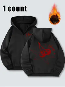 Women's Loose-Fit Zip-Up Hoodie with Cherry Print, Casual Long Sleeve Drop Shoulder Design, Perfect for Spring & Fall Fashion