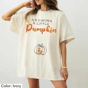 Comfort Colors Growing A Little Pumpkin Maternity TShirt, Fall Pregnancy Announcement Shirt, Baby Bump Halloween Tee, Autumn Mom To Be Gift