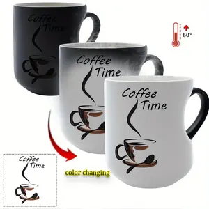 Thermosensitive Ceramic Mug - Heart-Shaped Handle, 11 oz / 330 ml, Color-Changing Coffee Cup from Hot to Cold, Reusable, Non-Slip, Perfect Gift for Mother's Day, Christmas, Girlfriend, Suitable for All Beverages, Heat Sensitive Cup | Thermal Mug | Ce