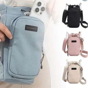 Korean Oxford Cloth Shoulder Bag, Multifunctional Portable Bag, Waterproof Bottle/glass Cup Holder, Multi-Layer Design, Stores Phone and Coins, Perfect for Gym Hiking Outdoor Activities