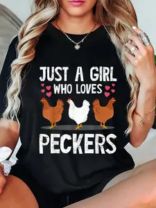 100% Cotton Funny Chicken Owner Art For Women Girls Chicken Lover Farmer T-Shirt