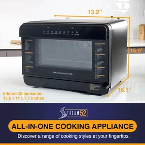 360 Stand 52 Stainless Steel 23L Large Size Multi-Cooker - 360-Degree Stand, Steam Oven, Convection Oven, Countertop All-in-1 Kitchen Appliance with Steam Bake & Multi-Cook Mode