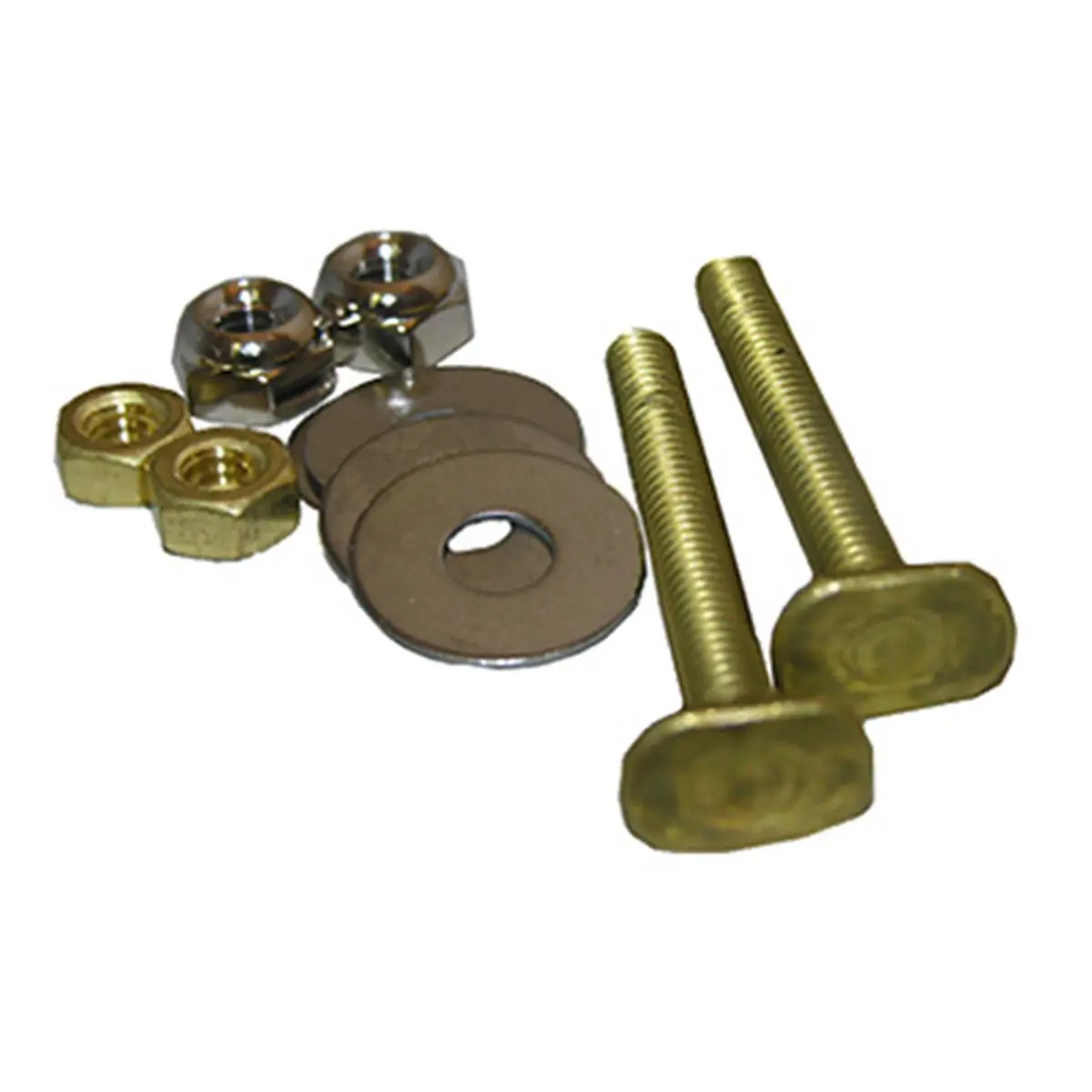 Larsen Supply 04-3637 Code Brass Toilet Closet Bolt Set, Includes 2 Each 1/4 in. x 2-1/4 in. Bolts, Hex Nuts & Stainless Steel Washers, Brass Finish, Pack of 6, 0.95 X 1.9 X 3.75 In