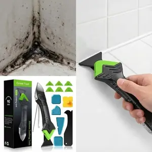 5-in-1 Silicone Caulk Remover & Grout Scraper - Deep Clean Moldy Sealant for Kitchen Sink, Bathroom Tile & Shower - Reusable Caulking Tool Kit