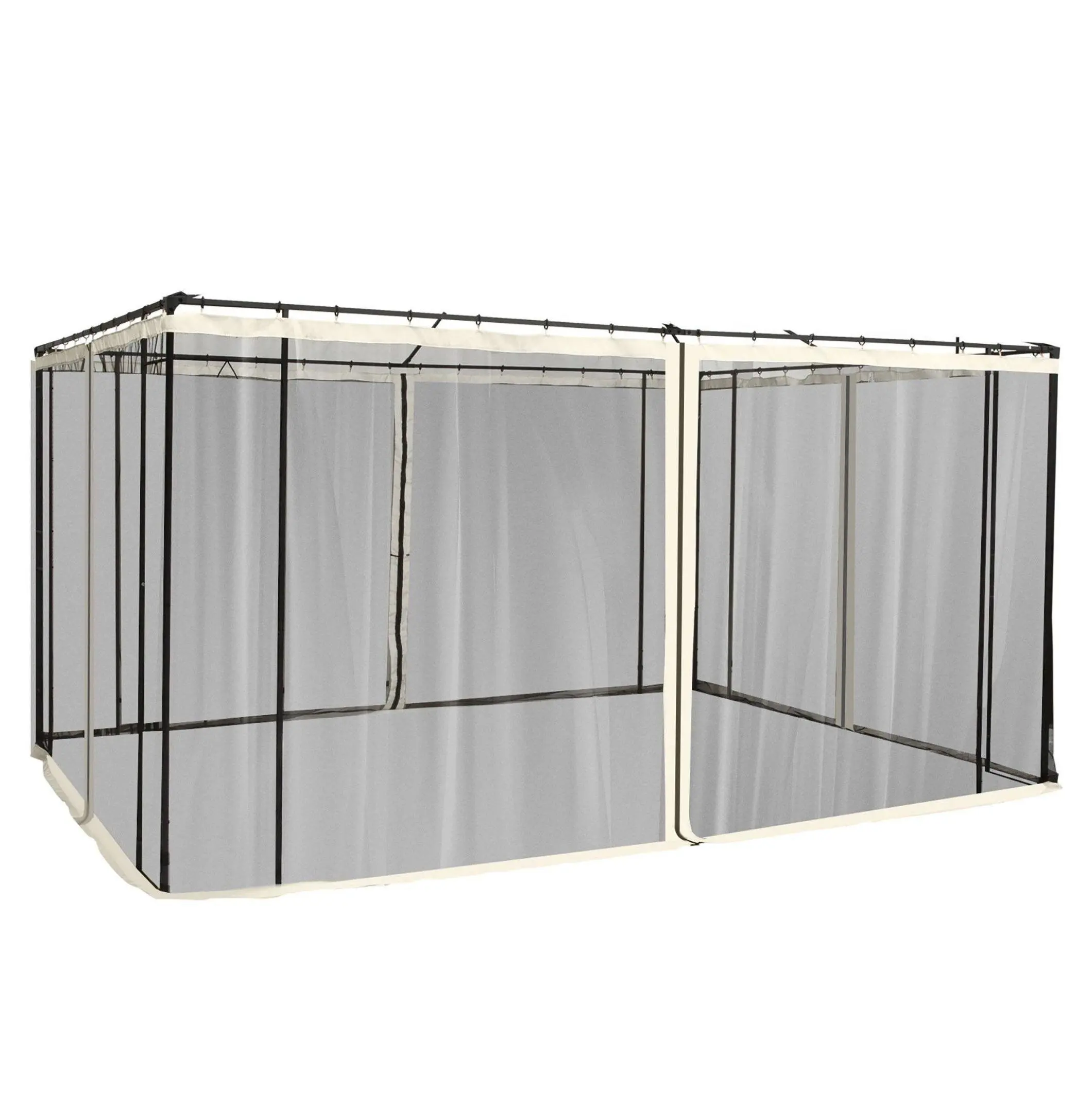 Gazebo Sidewall Netting Replacement - 10x12 Canopy Tent Mesh Screen with Zippers, Cream - 4 Panel Outdoor Privacy Netting Default Title