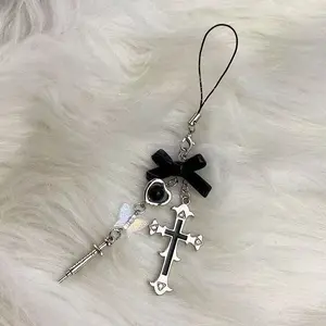 1pcs Sweet cool laser butterfly cross syringe phone chain ins retro hot girl Y2K punk keychain bag phone charm