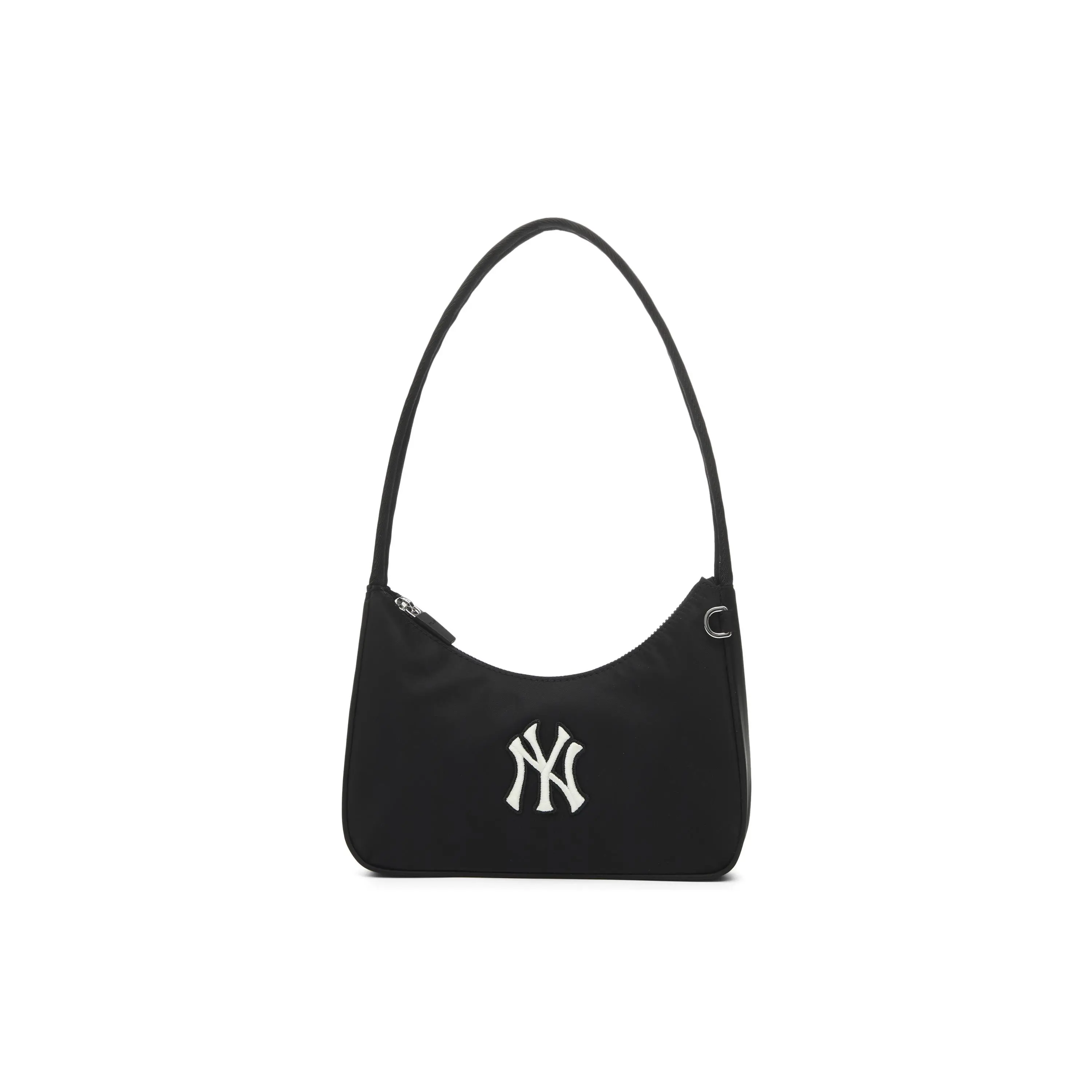 Women's MLB 25FW New York Yankees Classic NY Logo Nylon Crossbody Casual Shoulder Bag, Black