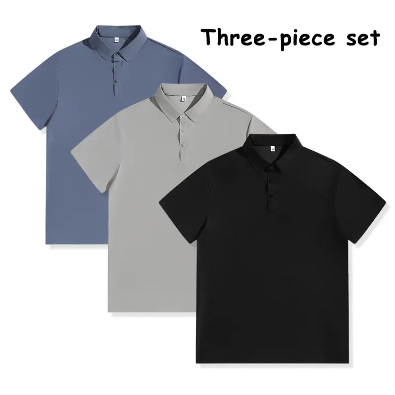 Minimalist 3-Pack Collared Polo Tees, Stretch Ice Silk Seamless Short Sleeve Everyday Business Casual Shirts