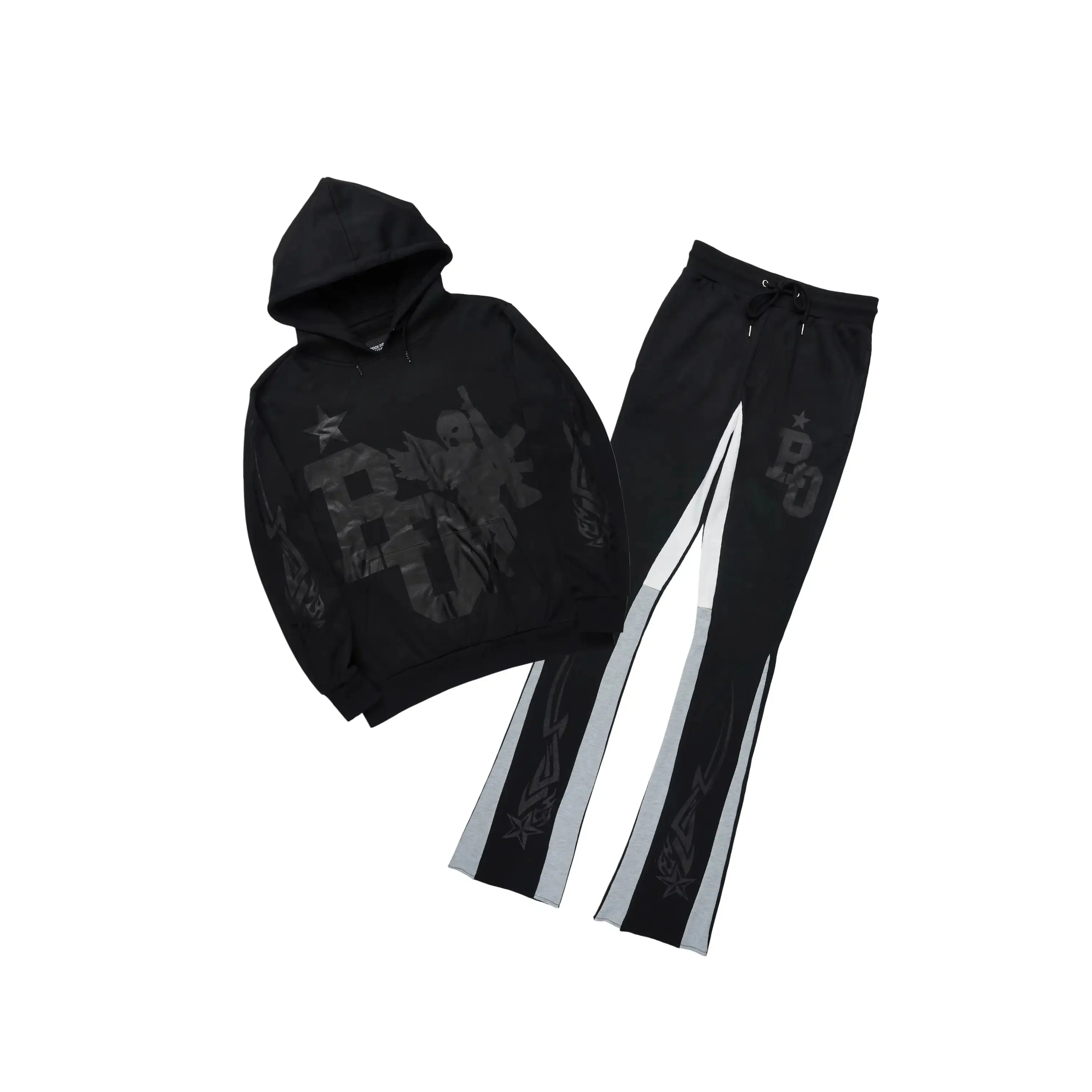 Pluton Black/Black Hoodie/Stacked Flare Track Set
