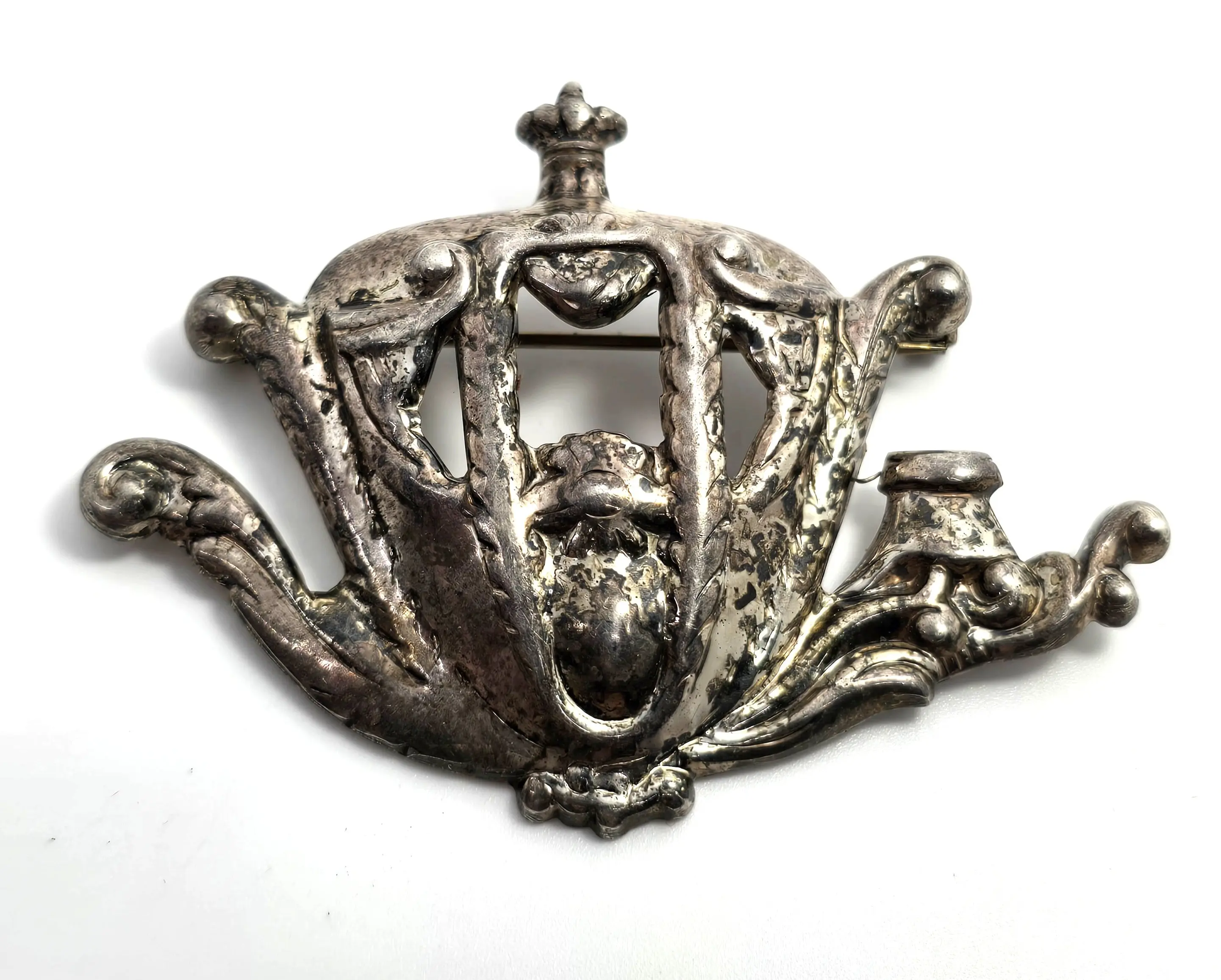 Lang Sterling Silver Vintage Antique Carriage signed Brooch Pin