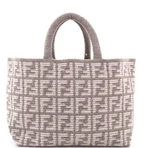 Pre-owned FENDI Cashmere Tote Bags REBAG Shopper Tote Zucca Crochet Large by Rebag