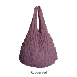 TikTok Trending Crinkle Pleated Tote - Soft Bubble Textured Casual Shoulder Bag