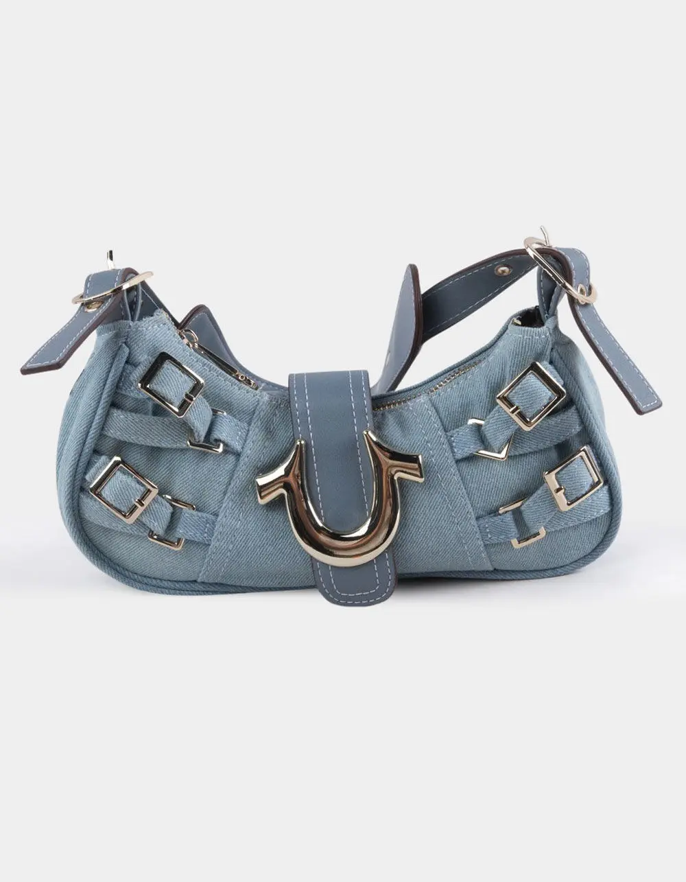 TRUE RELIGION  Womens Multi-Strap Denim Shoulder Bag