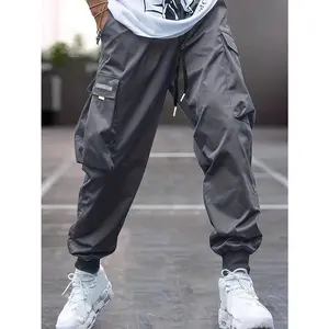 Men's Drawstring Waist Pockets Casual Jogger Cargo Pants