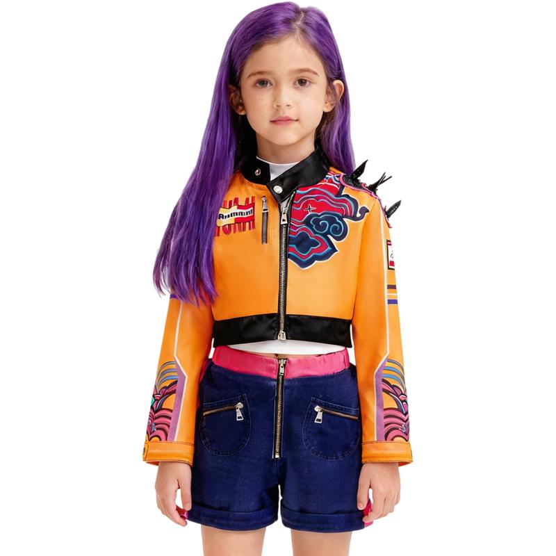 Girls Demon Pop Singer Hunters Costume Stage Dance Idol Cosplay Outfit, 3PSC Set Kids Halloween Costumes 3-12 Years Girls Demon Pop Singer Hunters Costume Stage Dance Idol Cosplay Outfit, 3PSC Set Kids Halloween Costumes 3-12 Years