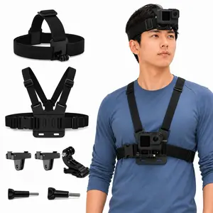 2-in-1 Head & Chest Mount for DJI Action Camera – Adjustable Magnetic Quick-Release Strap for Sports, Vlogging, Outdoor Recording