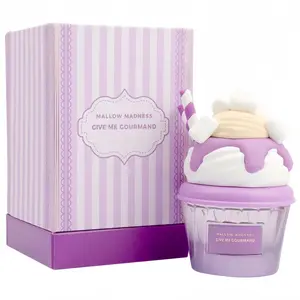 Eau de Parfum 75ml 2.5oz Fluffy Marshmallow Icing Sugar Sweet Perfume Soft Powdery Vanilla Cream Fragrance Novelty Purple Cupcake Bottle for Women Girls  .Long Lasting, Floral Fruity Fragrance with GourmandCandy Scent, Daily Wear long lasting perfume.