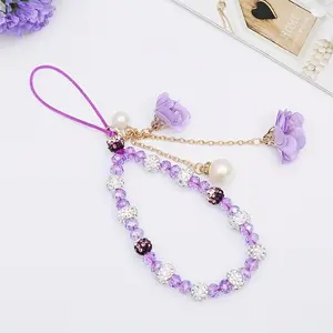 Colorful diamond inlaid gypsum pearl bracelet flower pendant phone case pendant Phone Charms