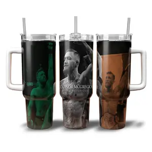 Conor McGregor The Notorious Tumbler 20oz 40oz - Green Orange Graphic Stainless Steel Insulated Mug Retro UFC Champion Merch