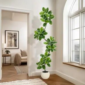 Fiddle Leaf Fig Tree Artificial Indoor, 7FT Tall Faux Rubber Tree with Sphere Planter, Tall Artificial Plants with Moss for Home Decor Office Living Room