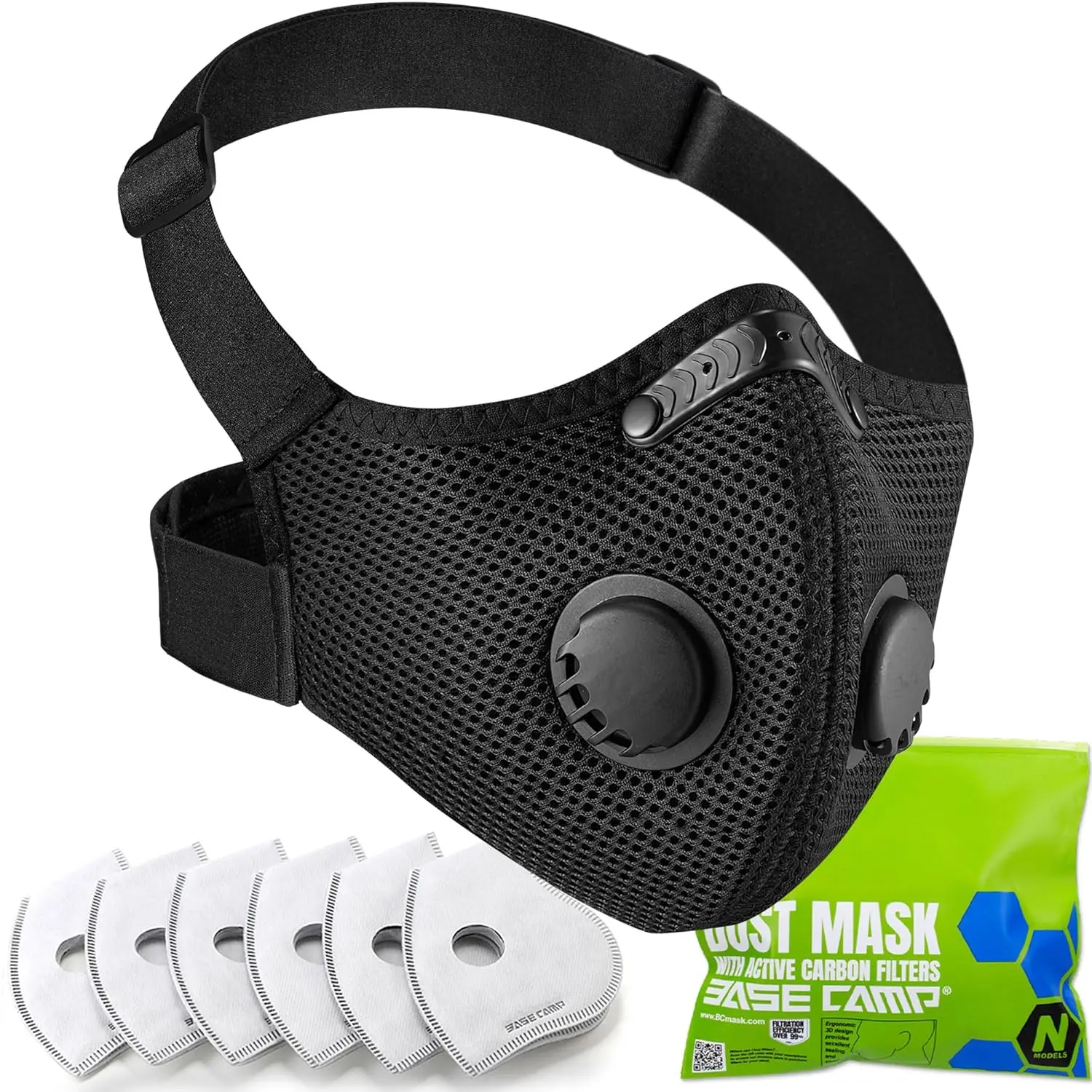 BASE CAMP M PRO Dust Mask, All day Comfortable Reusable Respirator Mask, L-shaped Head Strap Design, Safety Work Mask for Woodworking, Landscaping, DIY, Dust, Pollen,1 Pack, Adjustable Fit, Dust Protection, Dustproof Protective Mask Respiratormask
