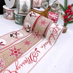 2.5 Inch, 10 Yards Christmas Ribbon Gifts Wrapping Ribbon Xmas Ribbon Home Decor for Cake Boxes Bouquet Hair Accessories Party Festival
