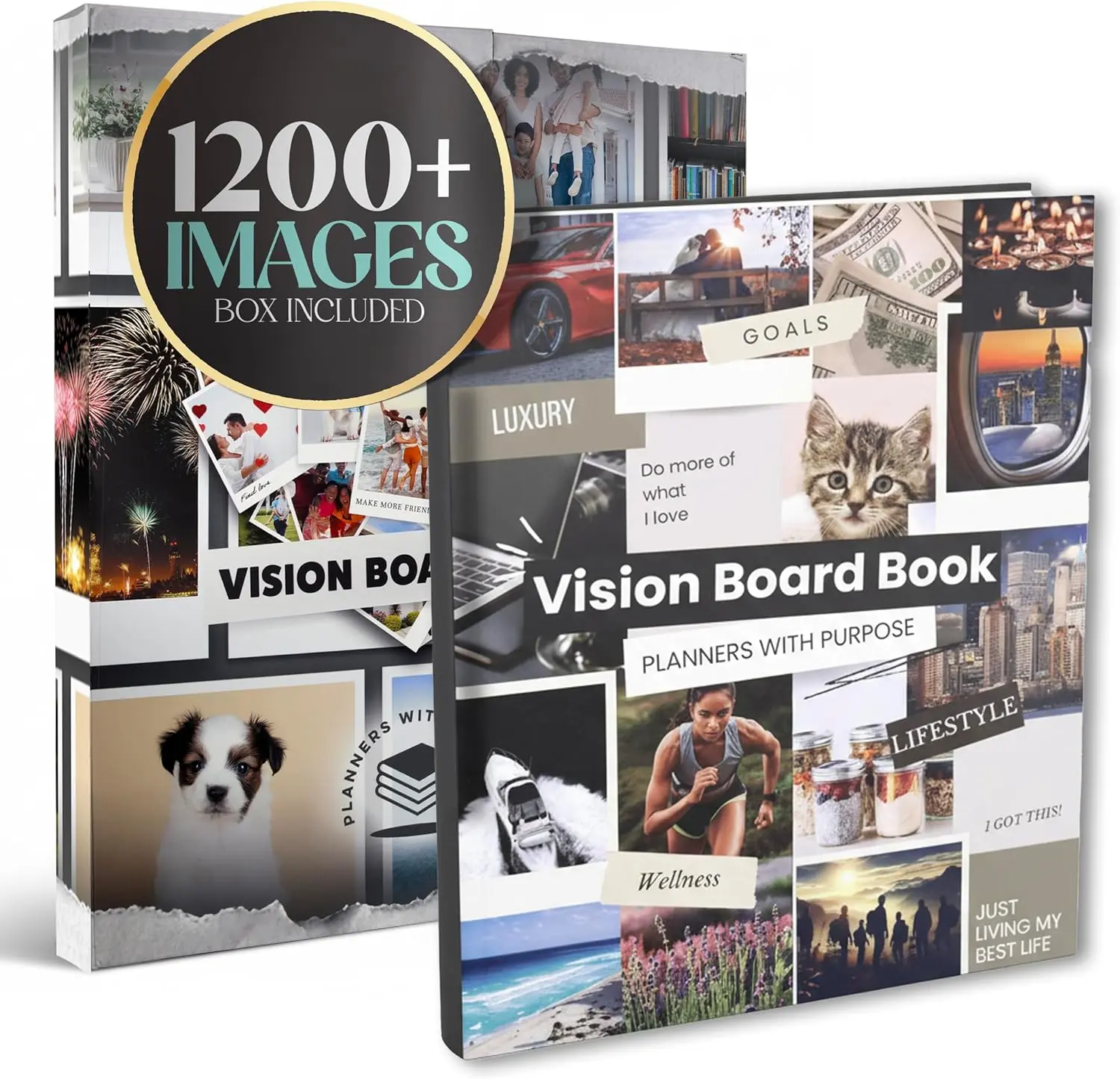 Planners with Purpose Vision Board Book 1,200+ Vision Board Images & Quotes - Goal Setting Vision Journal for Manifestation, Motivation & Lifestyle Inspiration - Law of Attraction Collage Supplies Kit
