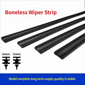 Universal frameless car windshield wiper replacement rubber strip, 6mm wiper blade replacement rubber strip, silent and wear-resistant car wiper rubber strip, compatible with all U-hook car wipers