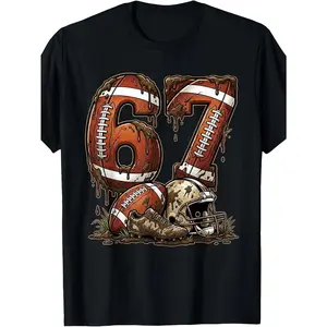 Football Six Seven Drip 67 Meme Funny 6-7 Football American T-Shirt | Boys' and Girls' Soft Tees for a Smooth Spring or Summer Feel, Casual Style, Crew Neck, Regular Sleeve