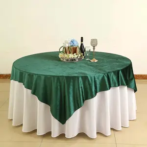 Velvet Table Overlay 72"x72" Hunter Emerald Green - Soft Finish Tablecloth Topper