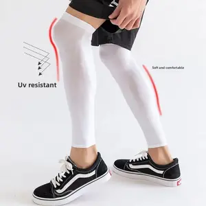 Summer ice silk sunscreen leg cover cycling breathable anti-ultraviolet sunshade basketball socks cover men's and women's running sports knee pads compression