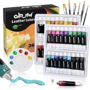 Colorful Acrylic Leather Paint for Shoe Painting- 12/24/36 Colors 12 ml ,Leather Paint for Bag & Wallet Decor, Leather Jacket Care, Crafts DIY & Customizing Leather Projects