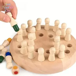 Educational Wooden Memory Chess Puzzle Game, 17cm Diameter 4cm Height Classic Strategy Board Game with 36 Pieces, Fun Family Interactive Brain Training Toy for Kids & Adults, Ideal for Cognitive Development, Focus Training, Holiday Gifting, Birthday Prese