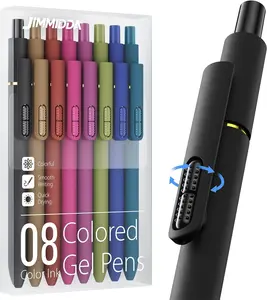 Jimmidda Colorful Gel Pens - 8 Pcs Colored Ink Pens with Fidget Ball for Smooth Writing & Quick Drying - Ideal for Journaling, Note Taking & Gift Cards - Vintage Design - 0.7MM Medium Point