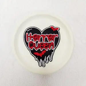 1PCS Horror Queen heart-shaped embroidery patch with bleeding horror design badge, suitable for DIY decorative patches on hats, bags, shoes, and clothing, with back hot melt adhesive that can be sewn, ironed, and washed