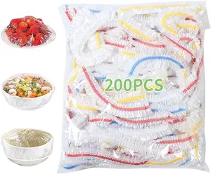 Plastic Bowl Covers, 200 PCS PE Food Grade Food Covers, Elastic Bowl Covers for Bread Proofing, Reusable Plate Dish Cover, Stretchable Fresh Keeping Bags for Food Storage