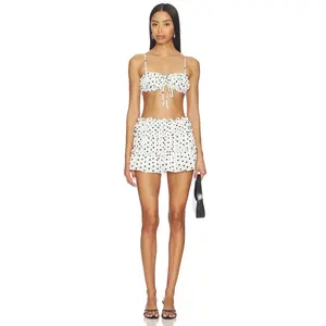 MORE TO COME Mandy Mini Skirt Set in White & Black Dot