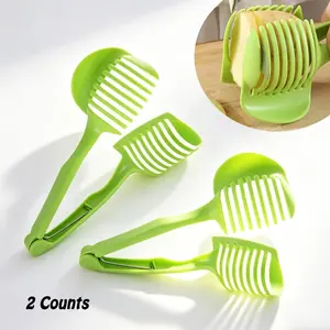 2pcs Fruit Slicer Clamp - Multifunction Kitchen Tool forSlicing Lemons, Eggs, Potatoes, Tomatoes & Fruits,Easy Safe Food Cutter for Home