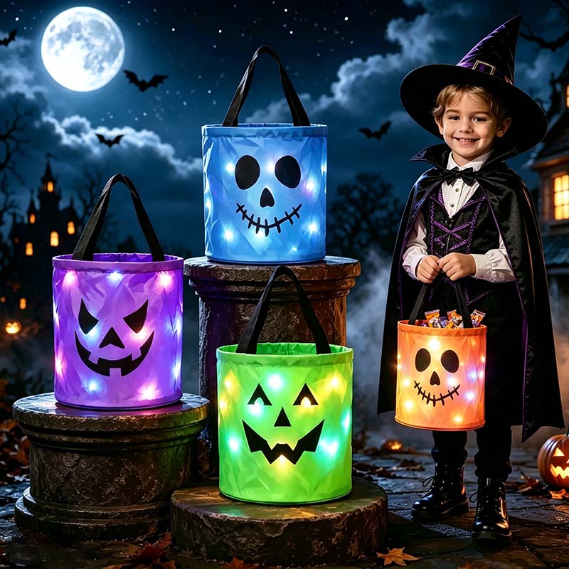 LED Halloween Pumpkin Light Candy Buckets & Non-Woven Goodie Bags (3/4 Pcs) - Reusable Trick-or-Treat Collectible Gift for Kids - Home Outdoor Decoration Sets LED Halloween Pumpkin Light Candy Buckets & Non-Woven Goodie Bags (3/4 Pcs) - Reusable Trick-or-Treat Collectible Gift for Kids - Home Outdoor Decoration Sets